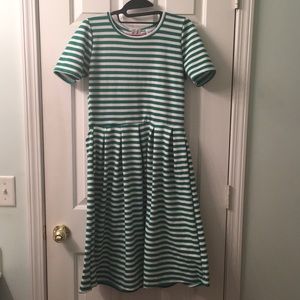 LuLaRoe Amelia dress green and sparkles!